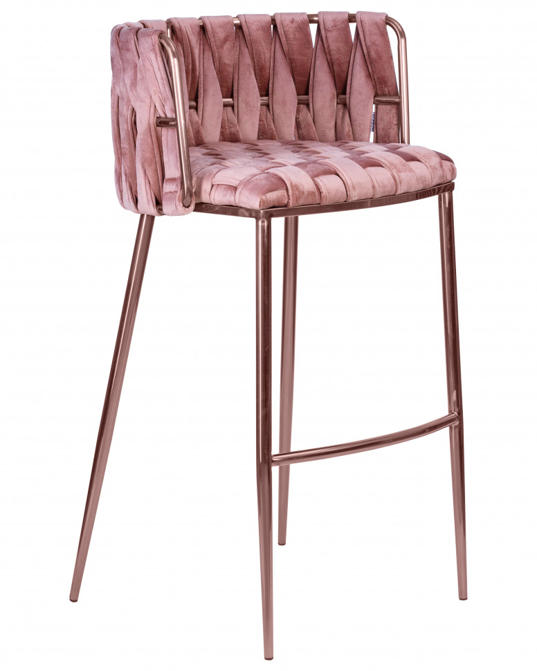 Набор 4 шт Стул барный DOBRIN EMMA ROSE GOLD, розовый велюр (VF-10)