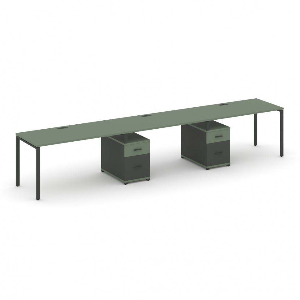 Concept Рабочая станция 3 места с 2 опорными тумбами CN.ORS-340 A Кобо/Антрацит/Металл Антрацит 4740