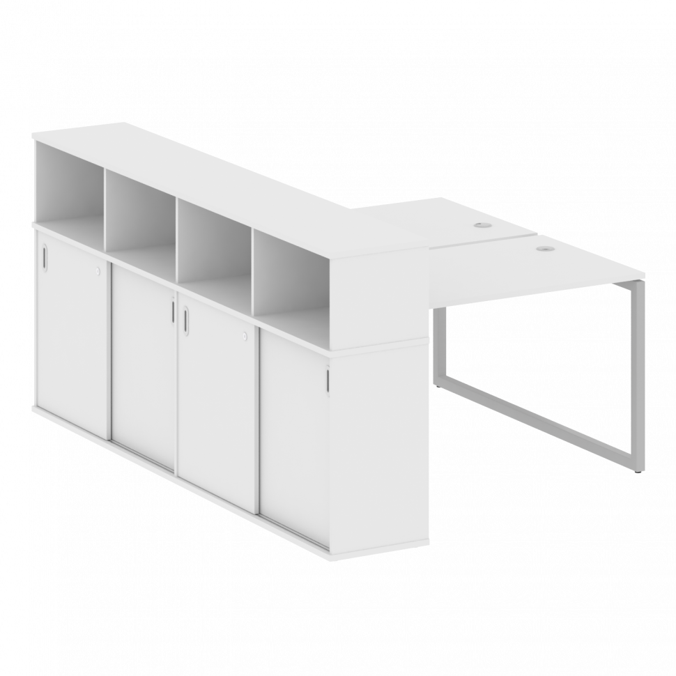 Metal System Quattro Рабочая станция с шкафом-купе на О-образном м/к 40БО.РС-СШК-4.2 Т Белый/Металл Metal System Quattro Рабочая станция с шкафом-купе на О-образном м/к 40БО.РС-СШК-4.2 Т Белый/Металл