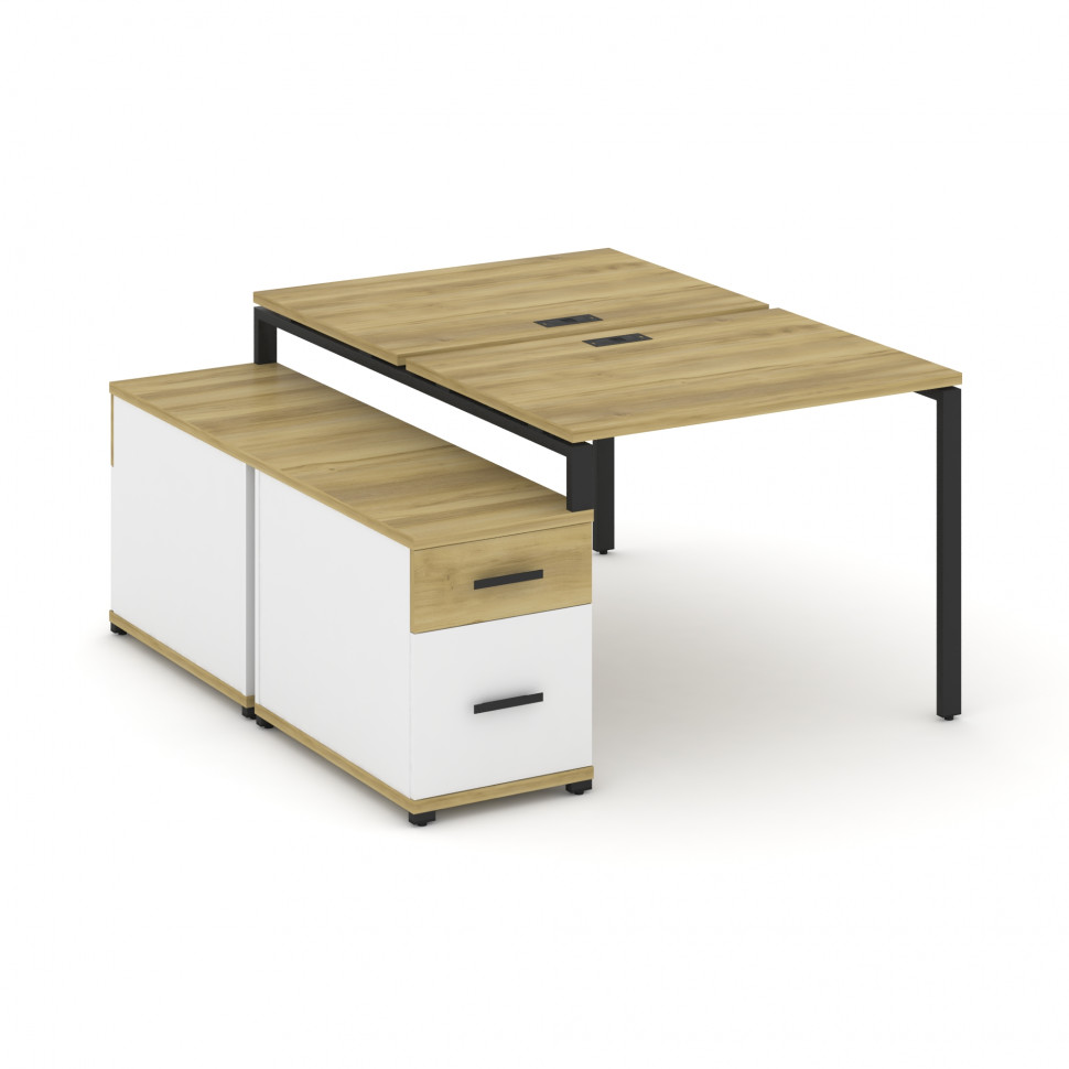 Concept Рабочая станция 2 места с двухсторонней опорной тумбой CN.DRS-305 B Дуб Винченцо/Белый Брилл