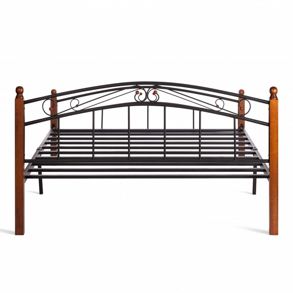 Кровать AT-8077 дерево гевея/металл, 160*200 см (Queen bed), красный дуб/черный Кровать AT-8077 дерево гевея/металл, 160*200 см (Queen bed), красный дуб/черный