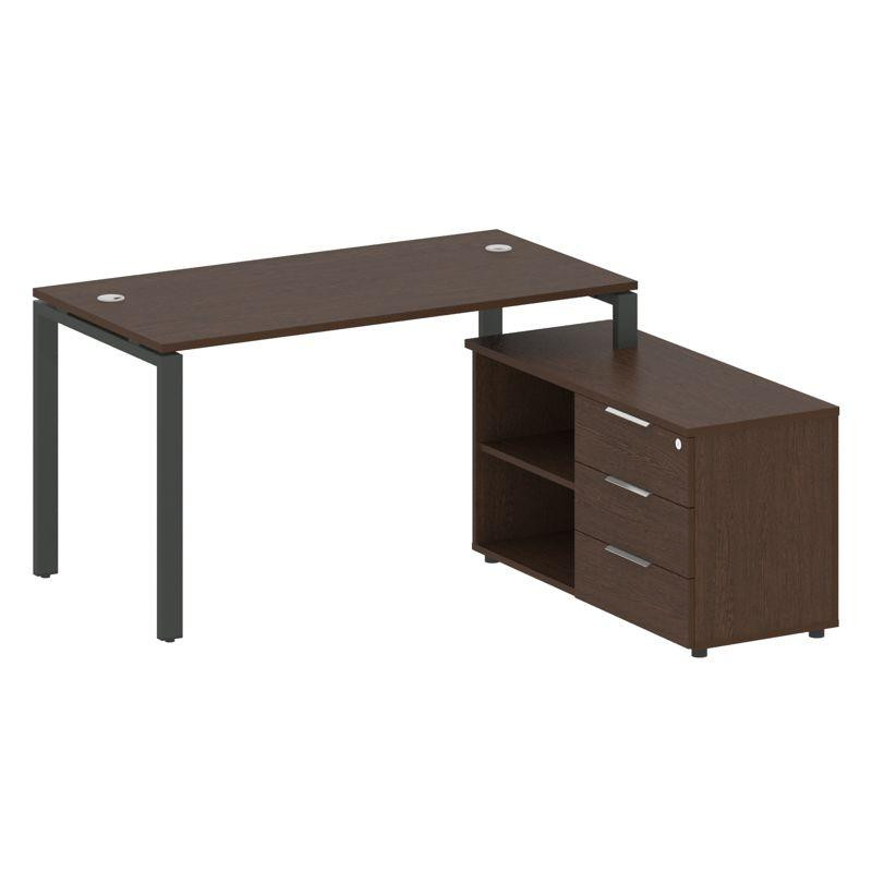 Metal System Рабочая станция с тумбой на П-образном м/к БП.РС-СТС-2.3 (R) Венге Цаво/Металл Антрацит Metal System Рабочая станция с тумбой на П-образном м/к БП.РС-СТС-2.3 (R) Венге Цаво/Металл Антрацит