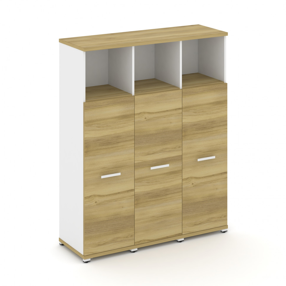 Concept Шкаф 3 узкие секции, 4 ниши CN.STU-433 W Дуб Винченцо/Белый Бриллиант/Металл Белый 1252*420*