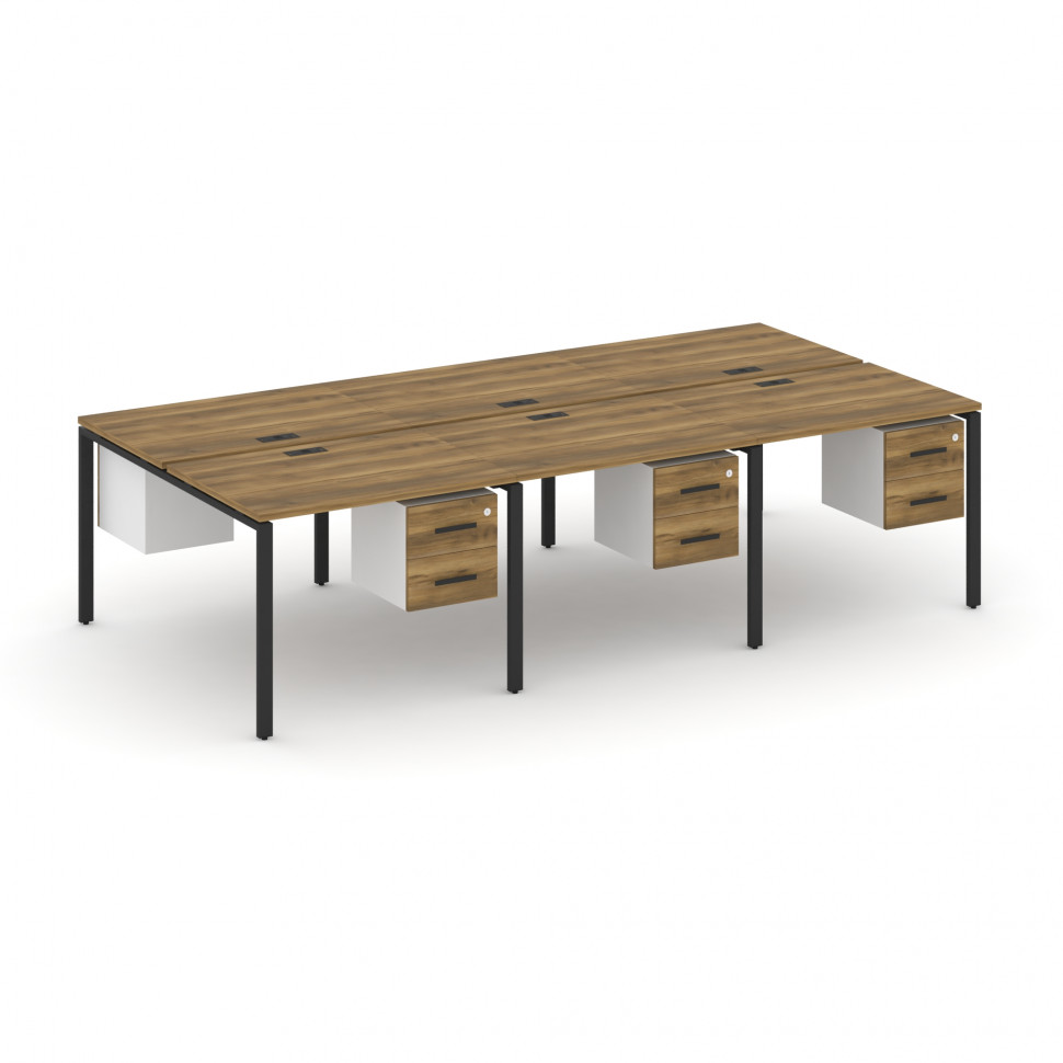 Concept Рабочая станция двухсторонняя с подвес. тумбами на 6 мест CN.DRS-153 B Сандал Янтарный/Белый