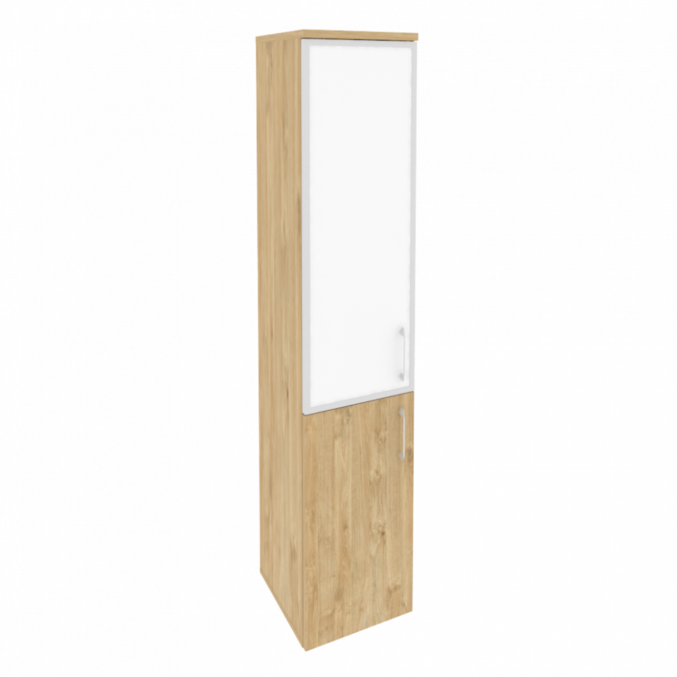 Onix Шкаф высокий узкий левый O.SU-1.2 R (L) white Тиквуд Светлый/Стекло White 400*420*1977