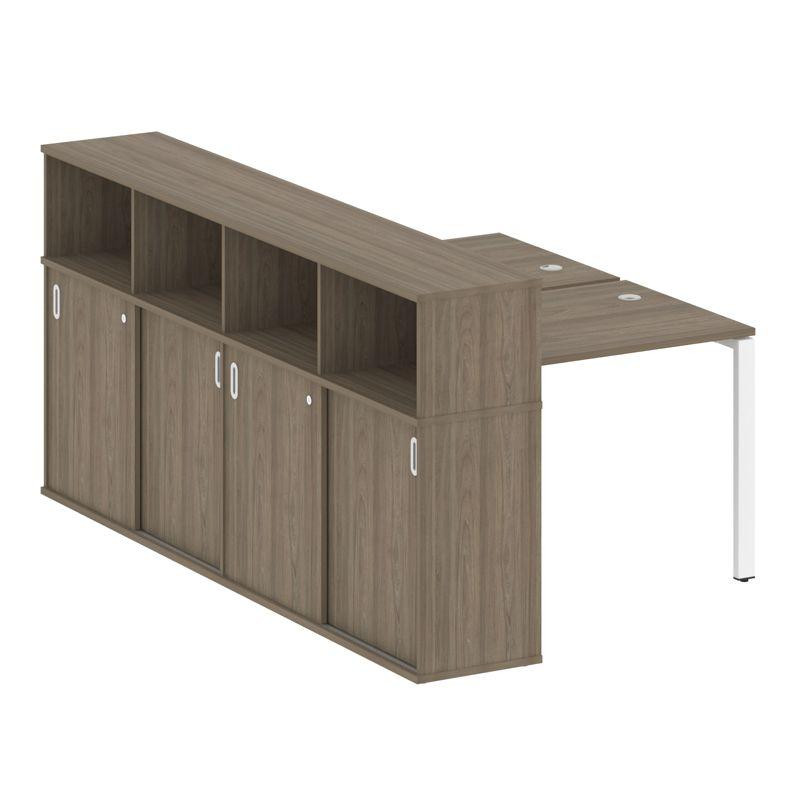 Metal System Рабочая станция с шкафом-купе на П-образном м/к БП.РС-СШК-4.1 Т Вяз Благородный/Металл