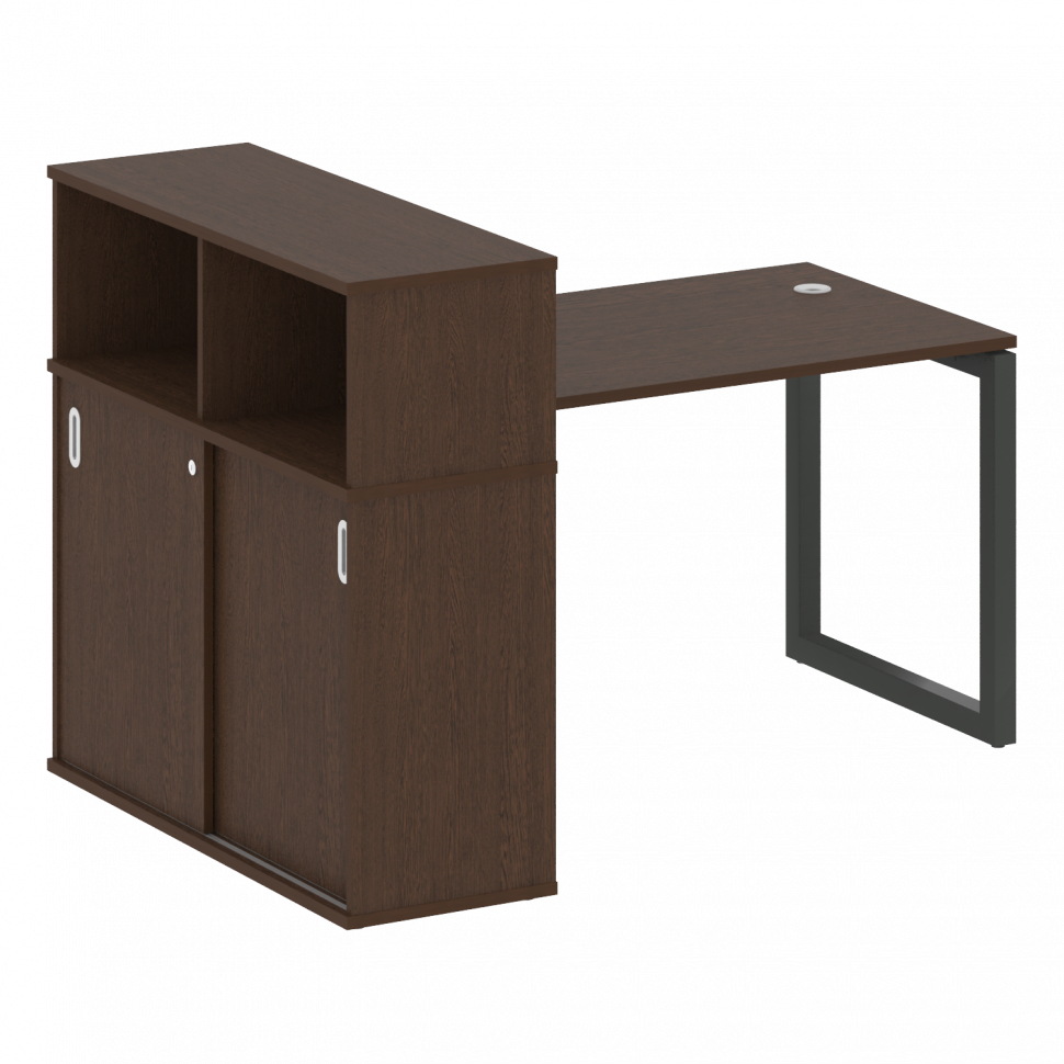 Metal System Quattro Стол письменный с шкафом-купе на О-образном м/к 50БО.РС-СШК-3.2 Т Венге Цаво/Ме