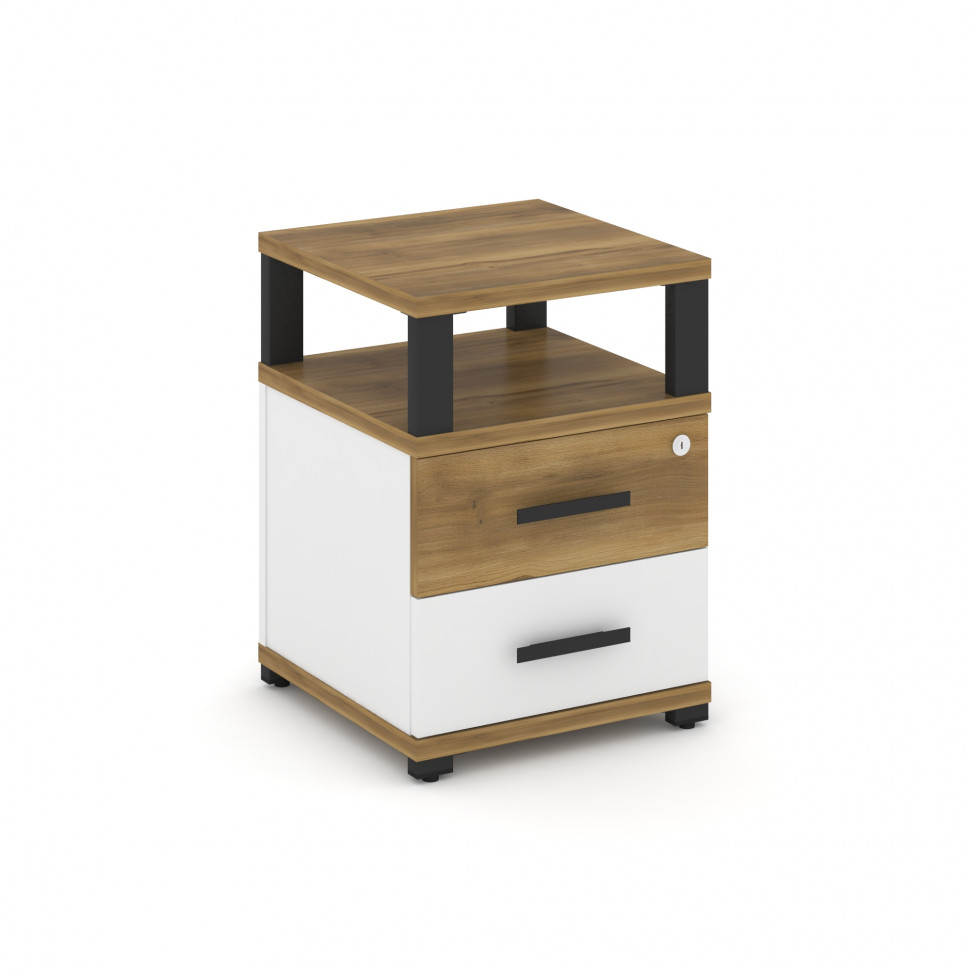 Concept Тумба приставная 2 ящ. с надставкой CN.TUP-002 B Сандал Янтарный/Белый Бриллиант/Металл Черн Concept Тумба приставная 2 ящ. с надставкой CN.TUP-002 B Сандал Янтарный/Белый Бриллиант/Металл Черн