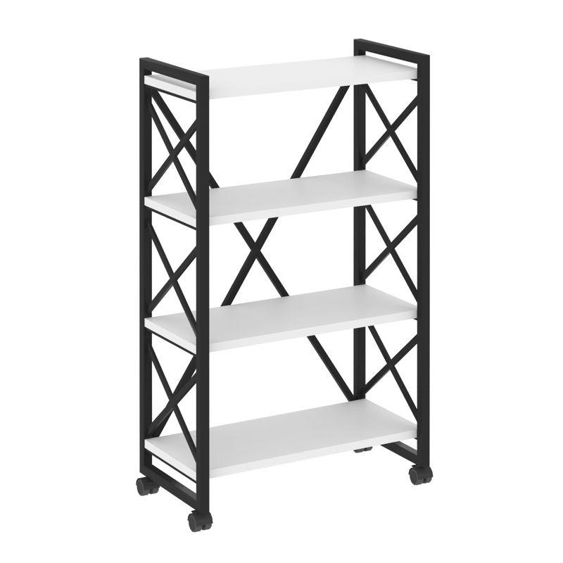 Loft Стеллаж на колесных опорах-4 полки VR.L-MST.K-4.8 Белый Бриллиант/Металл Черный 800*400*1334