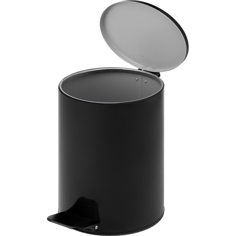 Ведро мусорное с педалью стальное круглое 7 л черное, 200 ммx230 мм