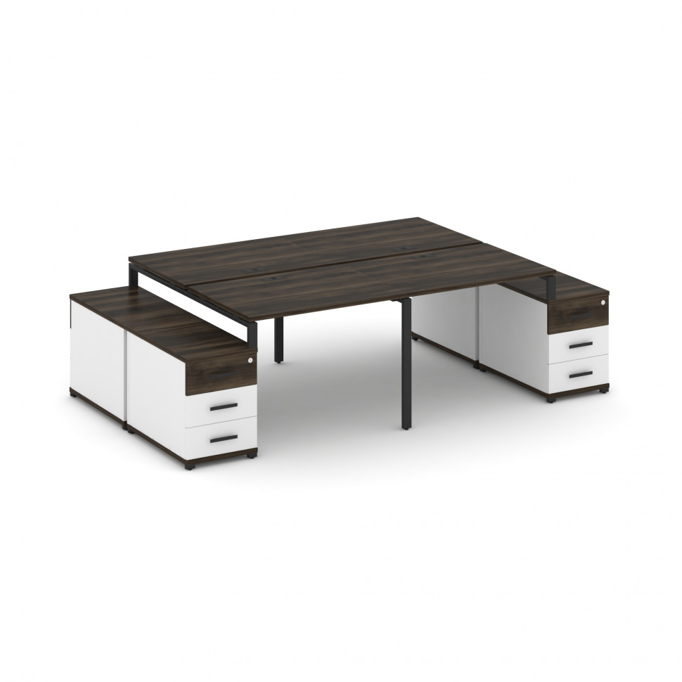 Concept Рабочая станция 4 места с 2 двухсторонними опорными тумбами CN.DRS-325 B Дуб Мали/Белый Брил