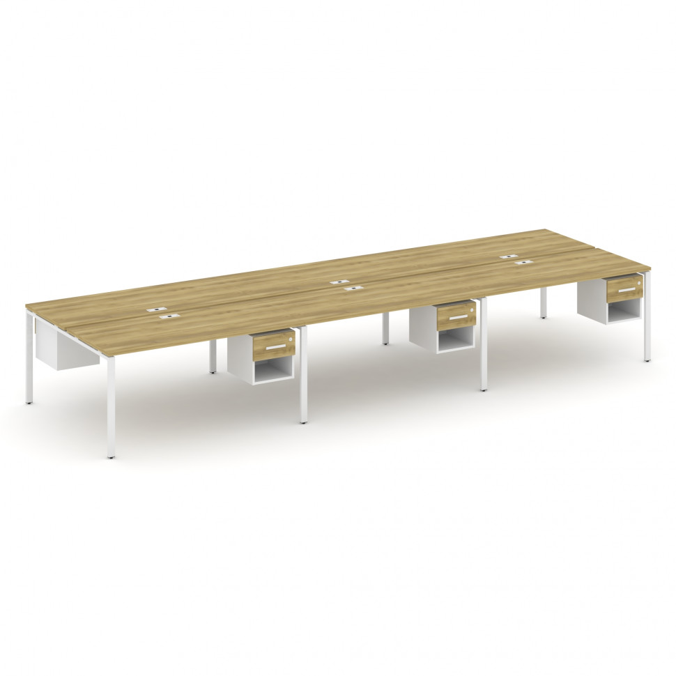 Concept Рабочая станция двухсторонняя с подвес. тумбами на 6 мест CN.DRS-160 W Дуб Винченцо/Белый Бр