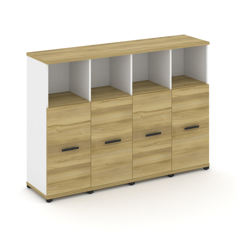 Concept Шкаф 4 узкие секции, 3 ниши CN.STU-343 B Дуб Винченцо/Белый Бриллиант/Металл Черный 1668*420