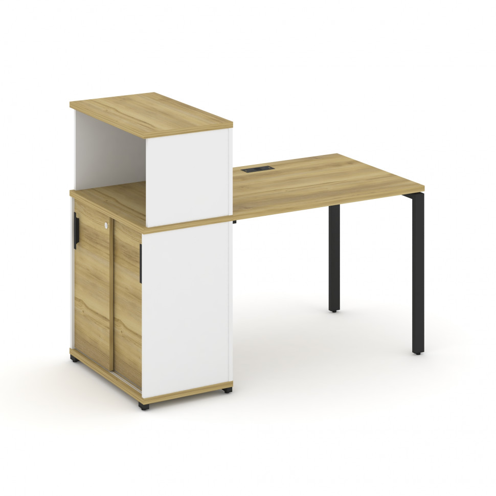 Concept Стол рабочий с опорным шкафом-купе с надставкой низ. CN.SP-237 B Дуб Винченцо/Белый Бриллиан