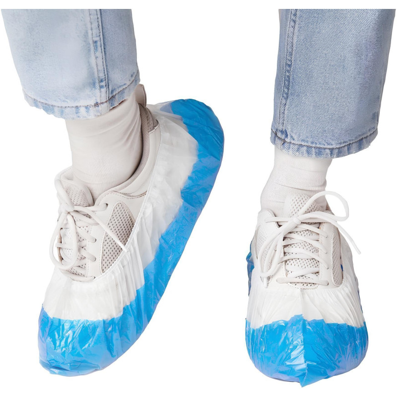 Бахилы п/э Elegreen Экстра с дв.п.,б-син,ГППНД-8/8/1р-Б-С/500,3г,500пар/уп