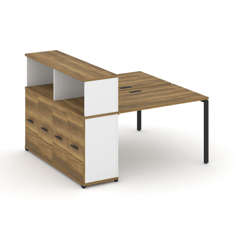 Concept Рабочая станция с опорным распаш. шкафом с надставкой низ. CN.DRS-226 B Сандал Янтарный/Белы