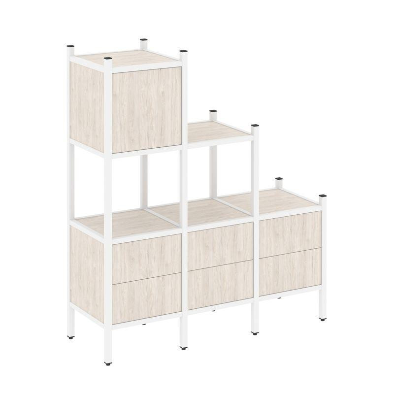 Loft Прямой стеллаж VR.L-12 Денвер Светлый/Металл Белый 1278*446*1458