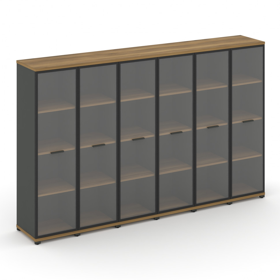 Concept Шкаф 6 узких секций, 4 ниши CN.STU-466 RPB A Сандал Янтарный/Антрацит/Металл Антрацит/Прозра