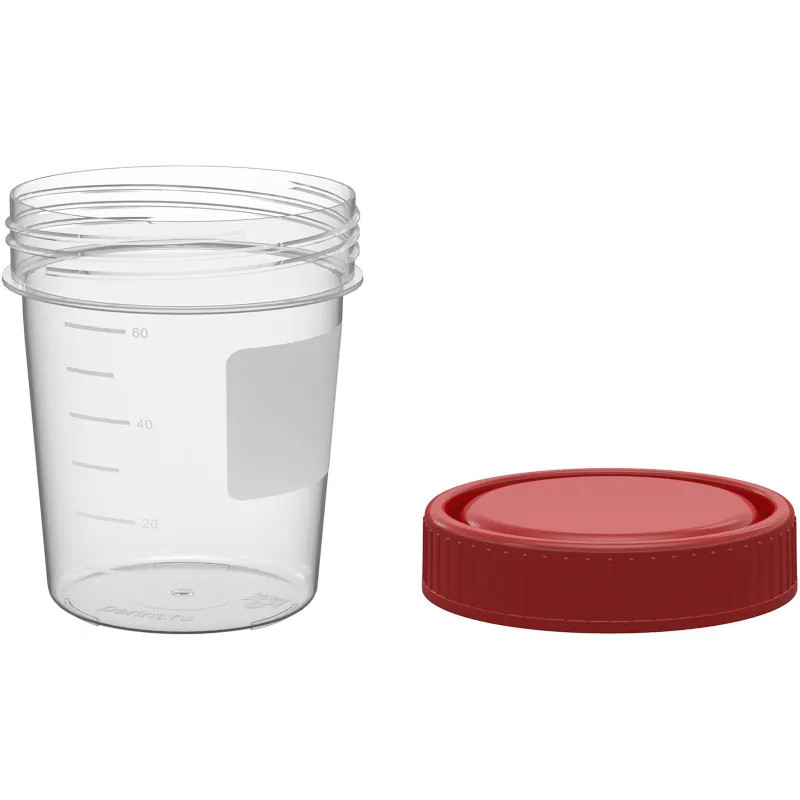 Контейнер д/сбора биопроб Перинт стер. 60мл КО0НПП, 400шт/уп с крышкой