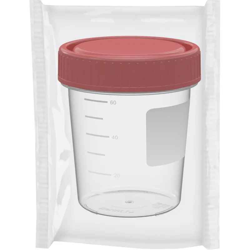 Контейнер д/сбора биопроб Перинт стер. 60мл КО0НПП, 400шт/уп с крышкой