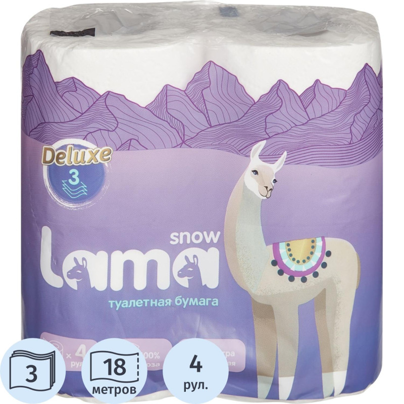 Бумага туалетная Lama 3сл цел 18м 4шт/уп Спб КЗН Бумага туалетная Lama 3сл цел 18м 4шт/уп Спб КЗН