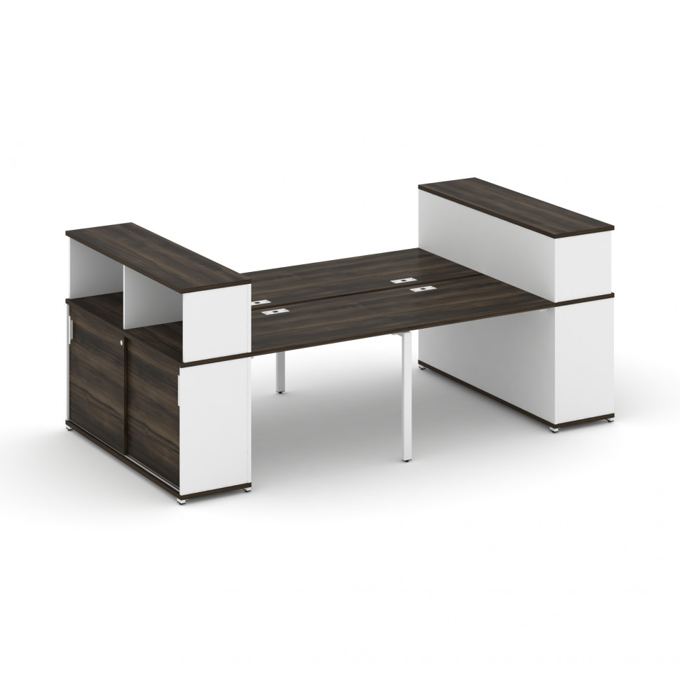 Concept Рабочая станция с опорными шкафами-купе с надставкой низ. CN.DRS-281 W Дуб Мали/Белый Брилли