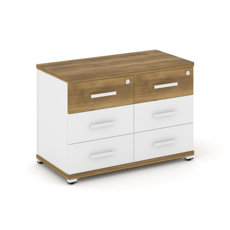 Concept Тумба приставная широкая 6 ящ. CN.TSP-007 W Сандал Янтарный/Белый Бриллиант/Металл Белый 836