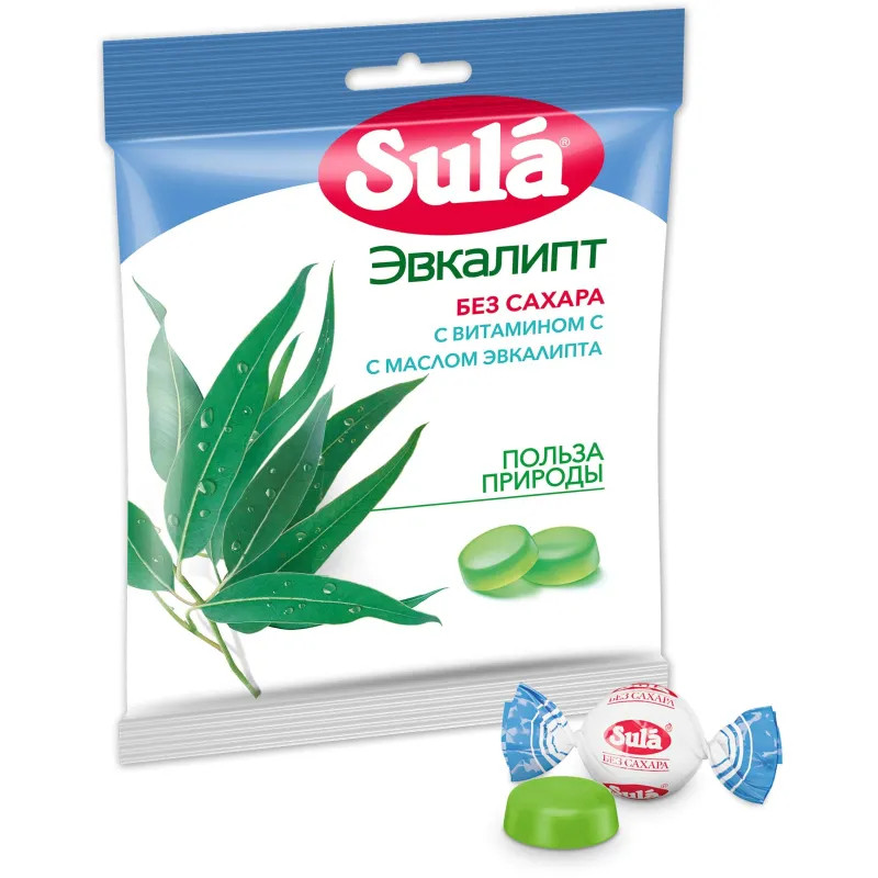 Леденцы Sula Эвкалипт без сахара, 60г
