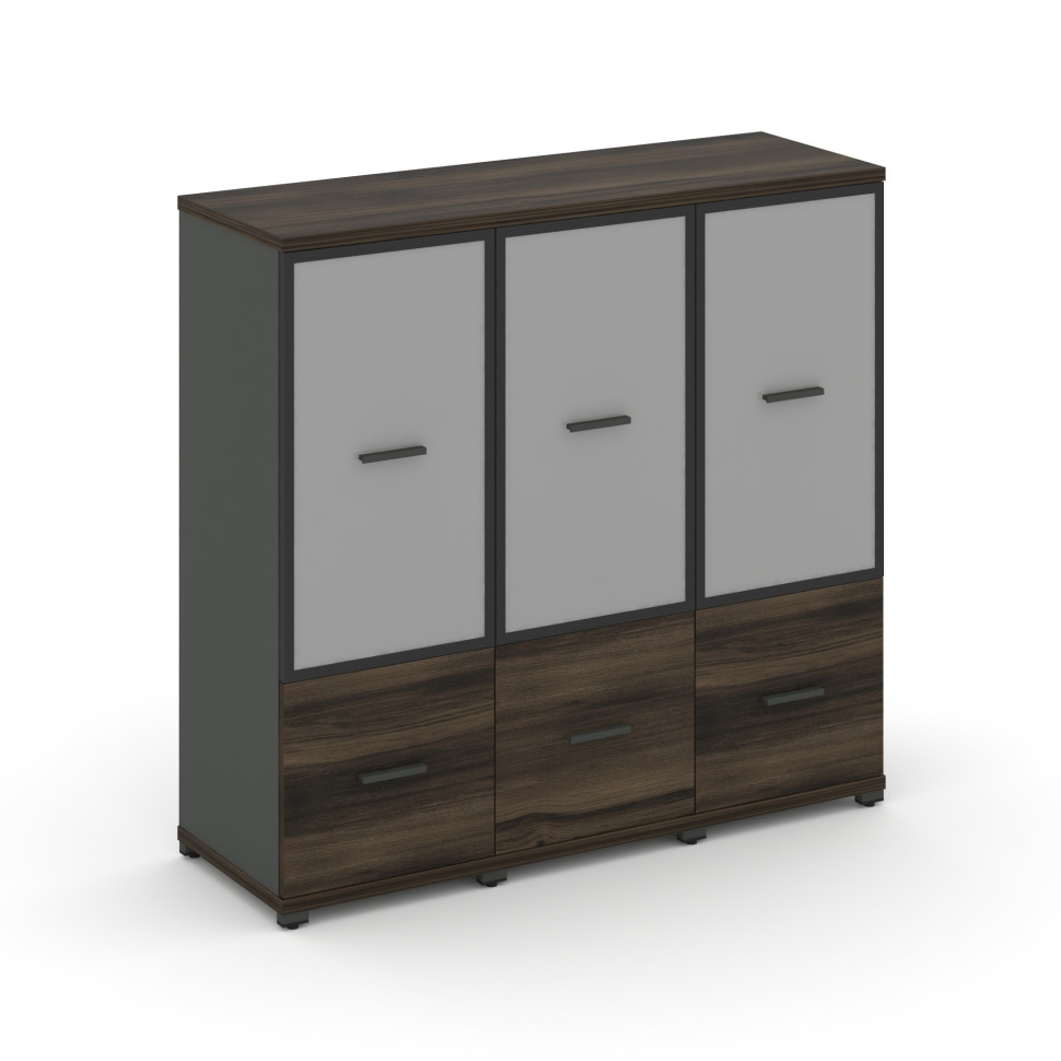 Concept Шкаф 3 узкие секции, 3 ниши CN.STU-332 RMB A Дуб Мали/Антрацит/Металл Антрацит/Сатин 1252*42