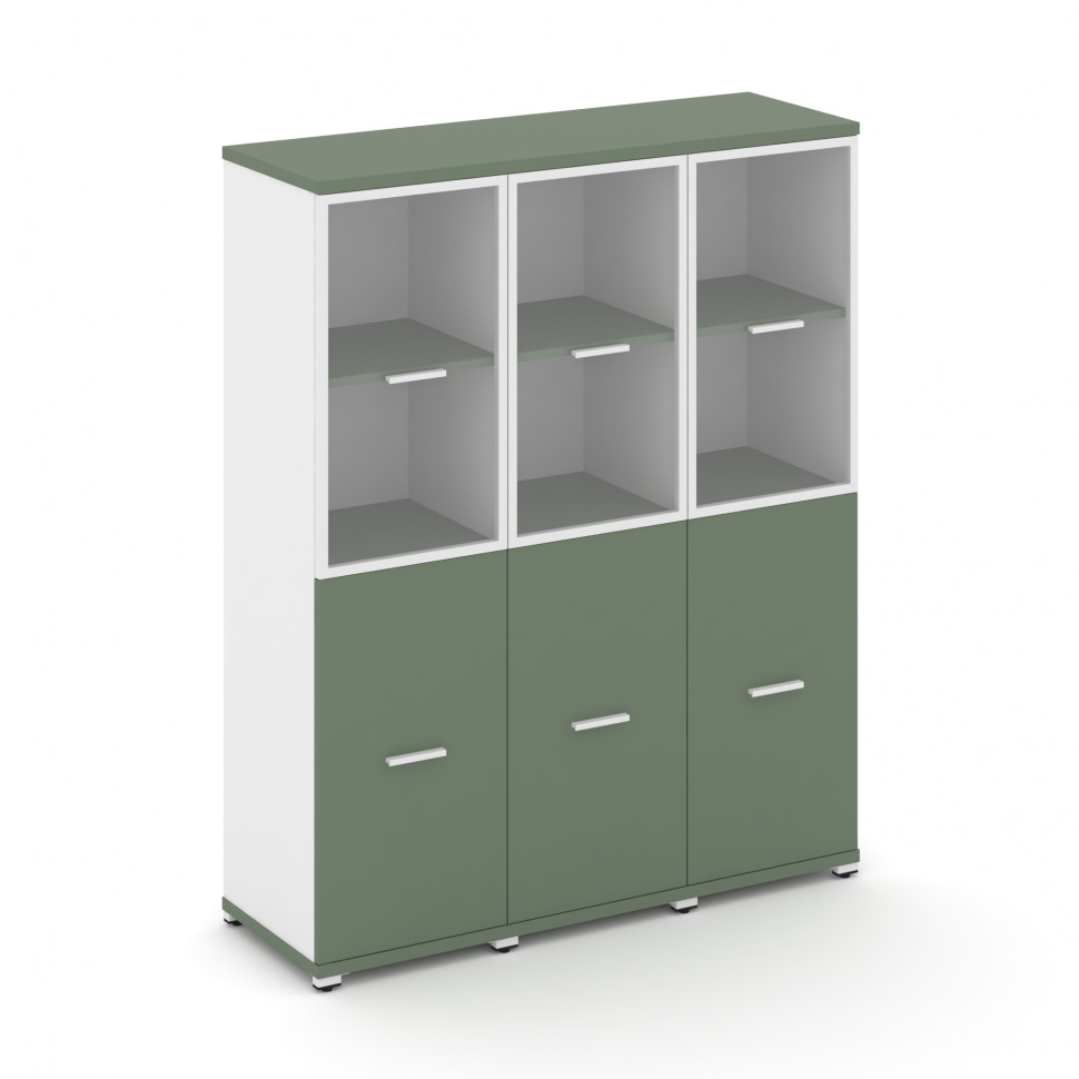 Concept Шкаф 3 узкие секции, 4 ниши CN.STU-432 RPW W Кобо/Белый Бриллиант/Металл Белый/Прозрачный 12