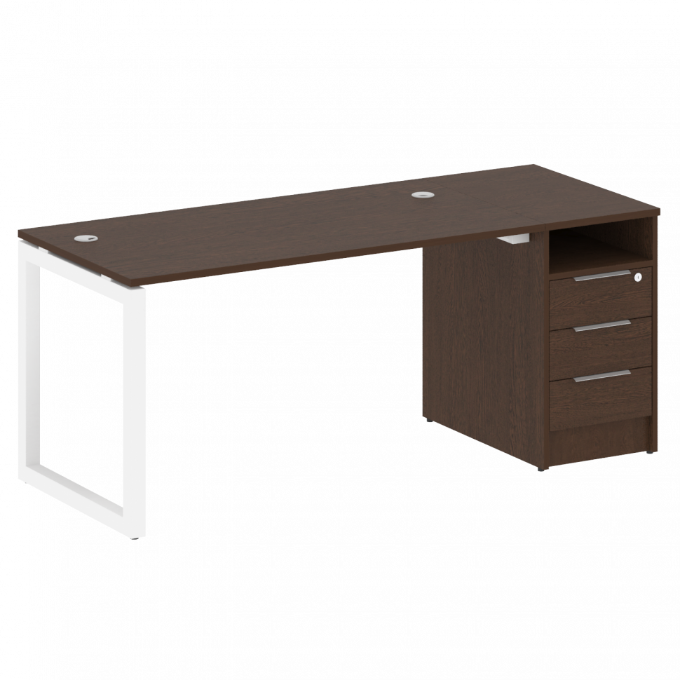 Metal System Quattro Рабочая станция с тумбой на О-образном м/к 50БО.РС-СТП-1.3 Венге Цаво/Металл Бе