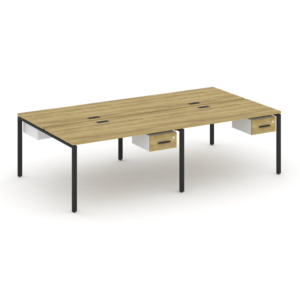 Concept Рабочая станция двухсторонняя с подвесными тумбами на 4 места CN.DRS-131 B Дуб Винченцо/Белы