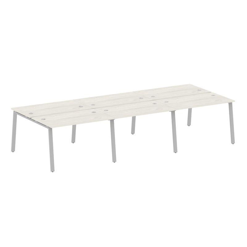 Metal System Рабочая станция на 6 мест на А-образном м/к БА.СМ-6.2 Дуб Наварра/Металл Серый 3600*147