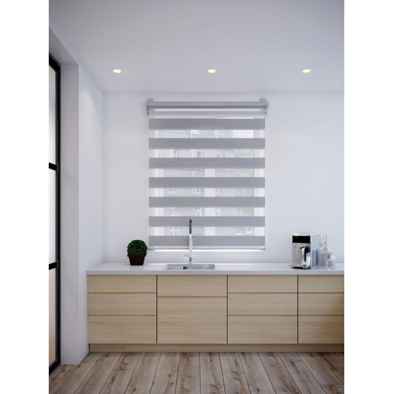 Рулонная штора ARX_ день/ночь Бейс Серый 120x160 Мини