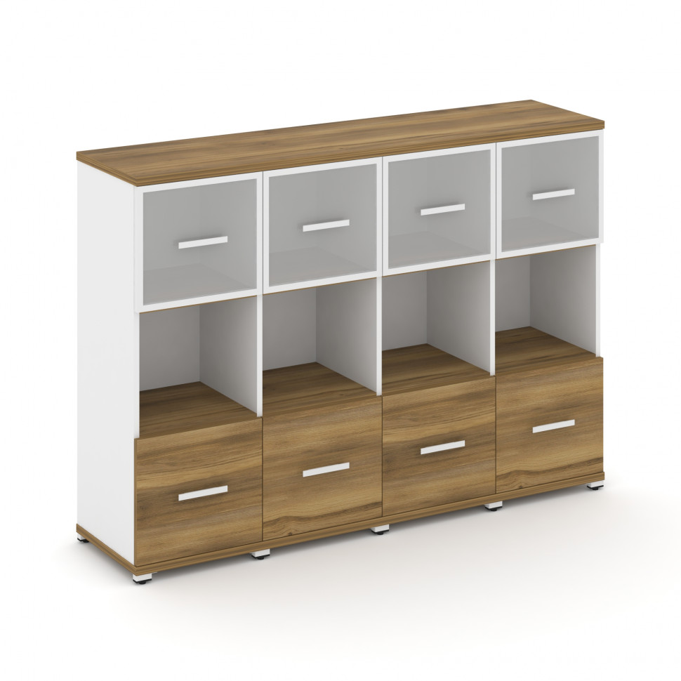 Concept Шкаф 4 узкие секции, 3 ниши CN.STU-345 RMW W Сандал Янтарный/Белый Бриллиант/Металл Белый/Са