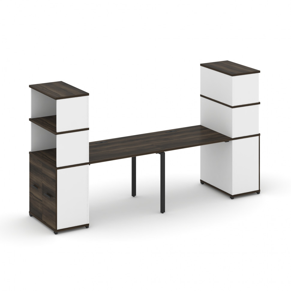 Concept Рабочая станция с опорными распаш. шкафами с надставкой выс. CN.ORS-229 B Дуб Мали/Белый Бри Concept Рабочая станция с опорными распаш. шкафами с надставкой выс. CN.ORS-229 B Дуб Мали/Белый Бри