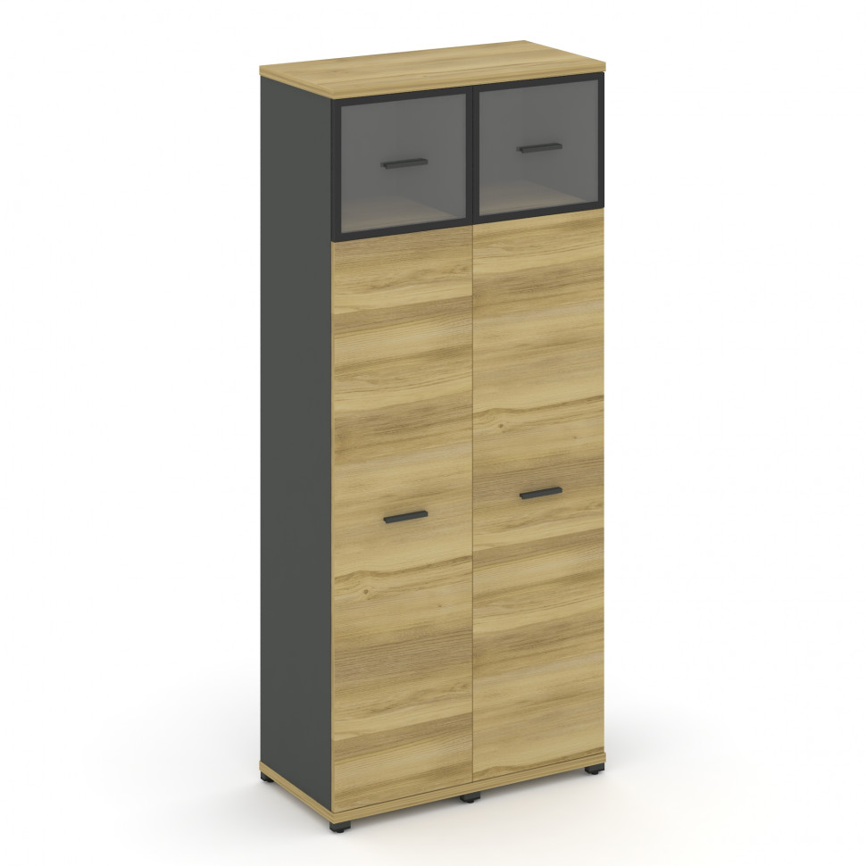 Concept Шкаф 2 узкие секции, 5 ниш CN.STU-527 RPB A Дуб Винченцо/Антрацит/Металл Антрацит/Прозрачный