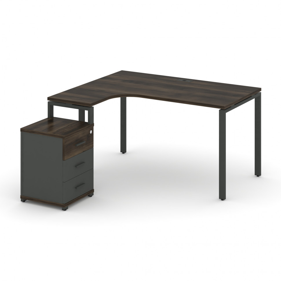 Concept Стол эргономичный с опорной тумбой CN.SA-307(L) A Дуб Мали/Антрацит/Металл Антрацит 1580*118