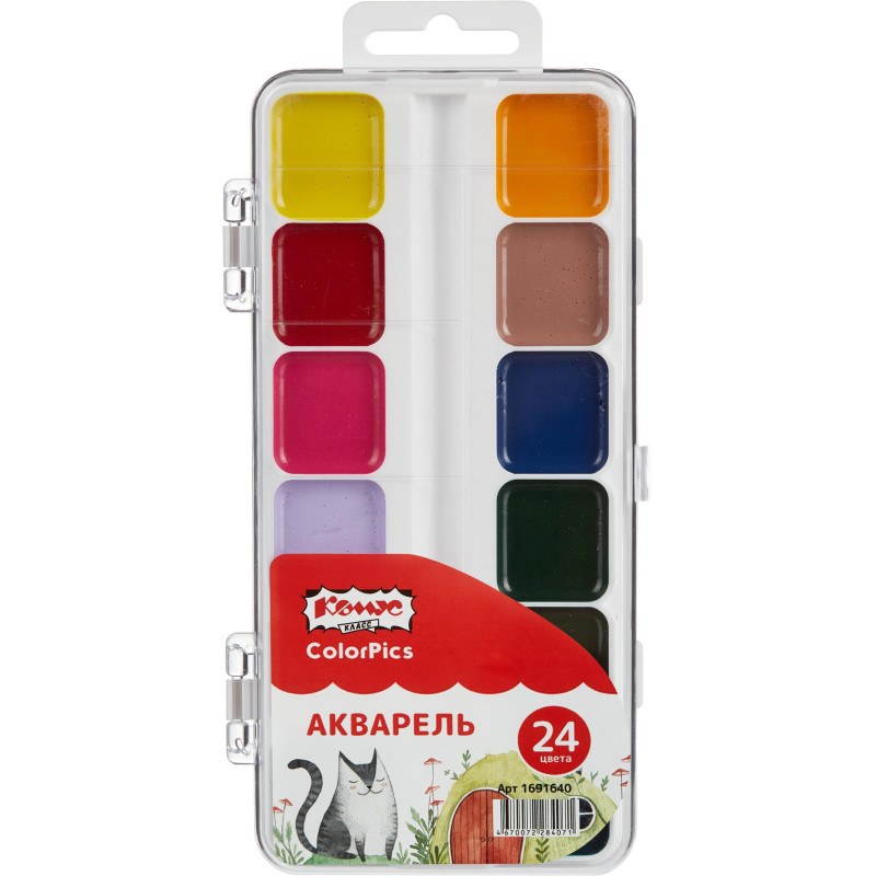 Краски акварельные №1 School ColorPics набор 24 цв б/кисти пластик Краски акварельные №1 School ColorPics набор 24 цв б/кисти пластик