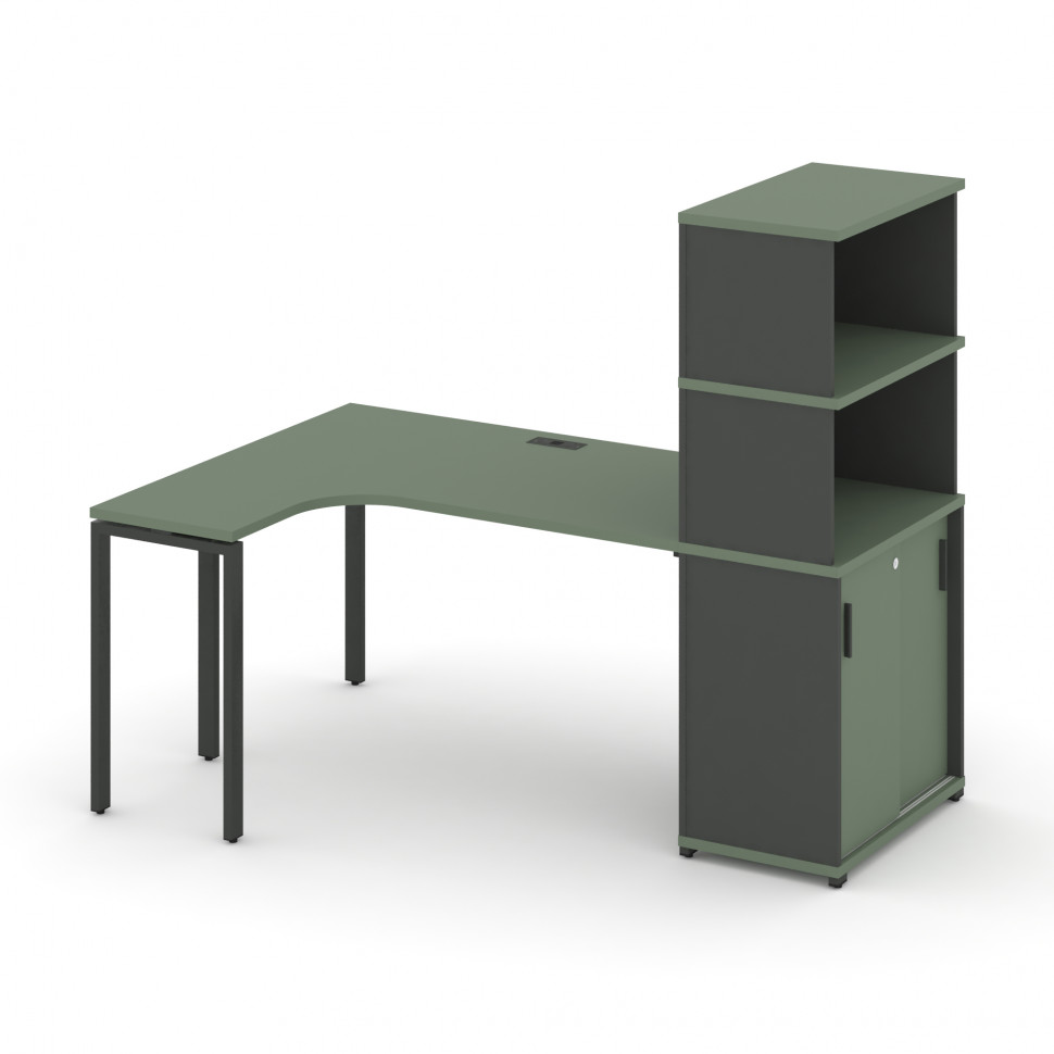 Concept Стол эргономичный с опорным шкафом-купе с надставкой выс.  CN.SA-221(L) A Кобо/Антрацит/Мета