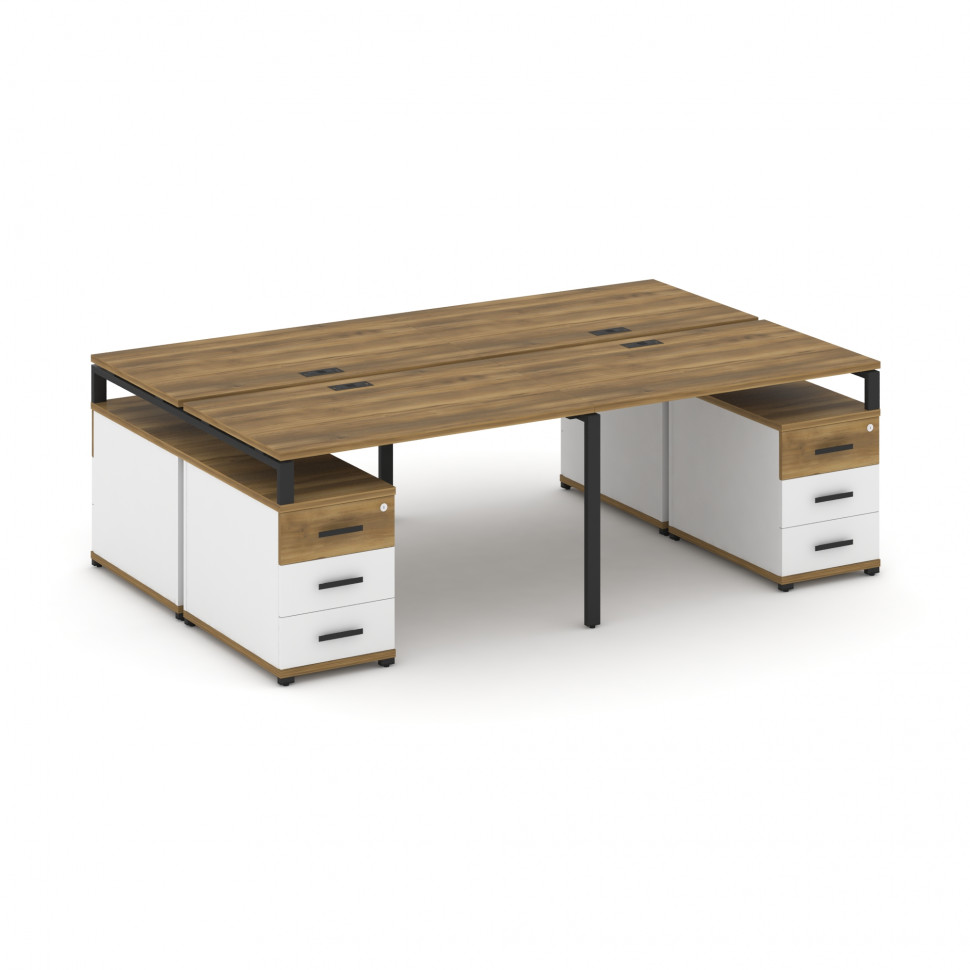 Concept Рабочая станция 4 места с 2 двухсторонними опорными тумбами CN.DRS-326 B Сандал Янтарный/Бел Concept Рабочая станция 4 места с 2 двухсторонними опорными тумбами CN.DRS-326 B Сандал Янтарный/Бел