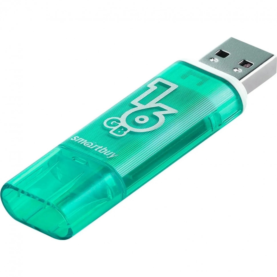 Флеш-память Smartbuy Glossy, 16Gb, USB 2.0, зел, SB16GBGS-G