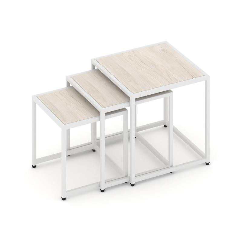 Loft Стол журнальный VR.L-SJK-40 Денвер Светлый/Металл Белый 400*400*400