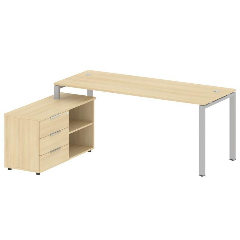 Metal System Рабочая станция с тумбой на П-образном м/к БП.РС-СТС-2.5 (L) Акация Лорка/Металл Серый Metal System Рабочая станция с тумбой на П-образном м/к БП.РС-СТС-2.5 (L) Акация Лорка/Металл Серый