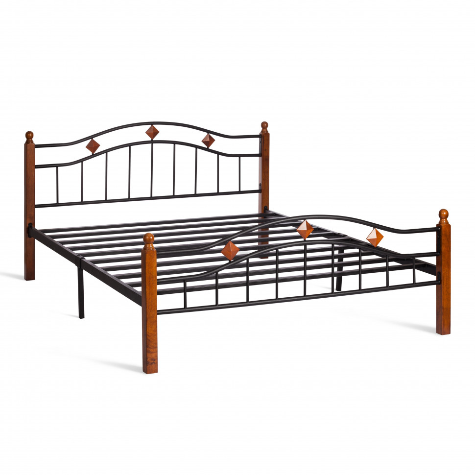 Кровать AT-126 дерево гевея/металл, 160*200 см (Queen bed), красный дуб/черный Кровать AT-126 дерево гевея/металл, 160*200 см (Queen bed), красный дуб/черный