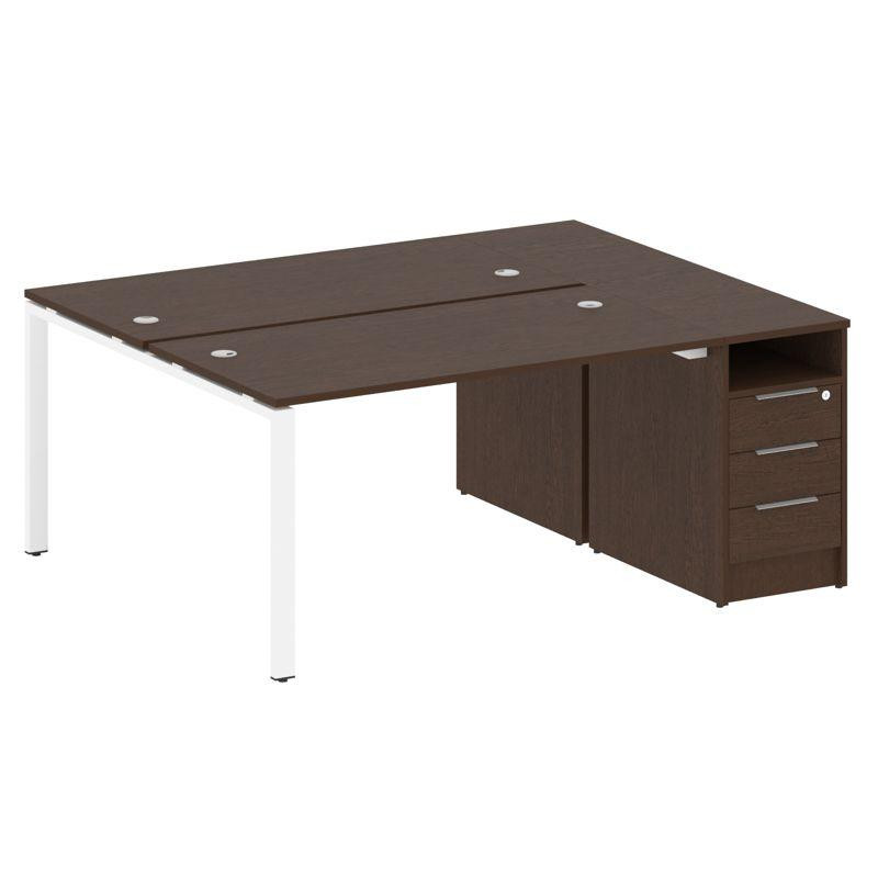 Metal System Рабочая станция с тумбой на П-образном м/к БП.РС-СТП-2.3 Венге Цаво/Металл Белый 1812*1