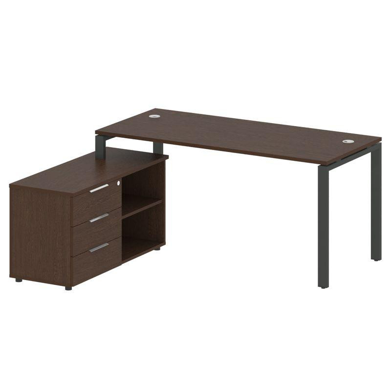 Metal System Рабочая станция с тумбой на П-образном м/к БП.РС-СТС-2.4 (L) Венге Цаво/Металл Антрацит Metal System Рабочая станция с тумбой на П-образном м/к БП.РС-СТС-2.4 (L) Венге Цаво/Металл Антрацит