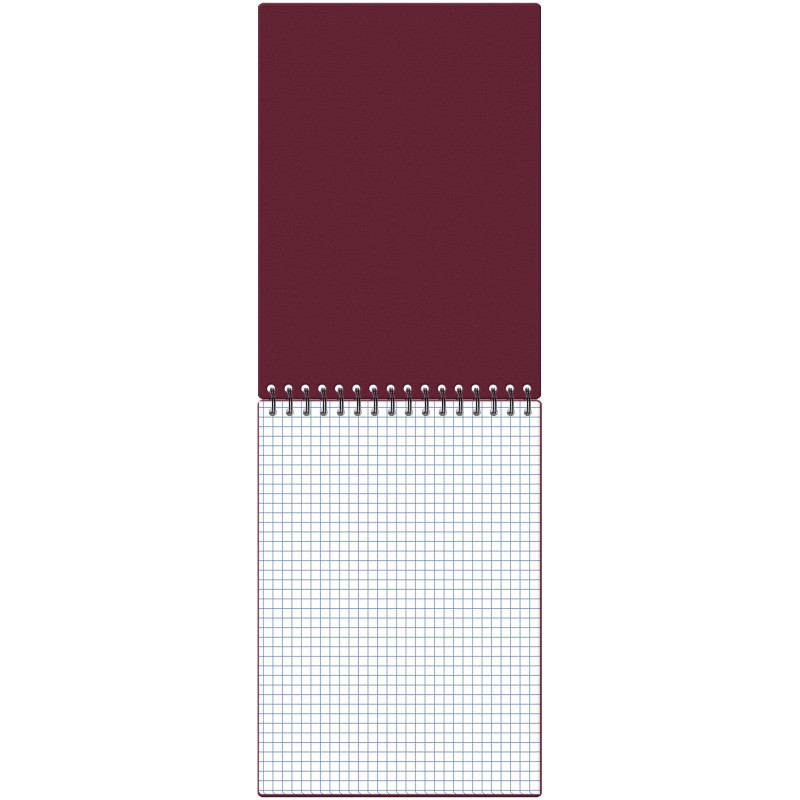 Блокнот А5 80л Attache гребень клетка пластик бордов с тиснением