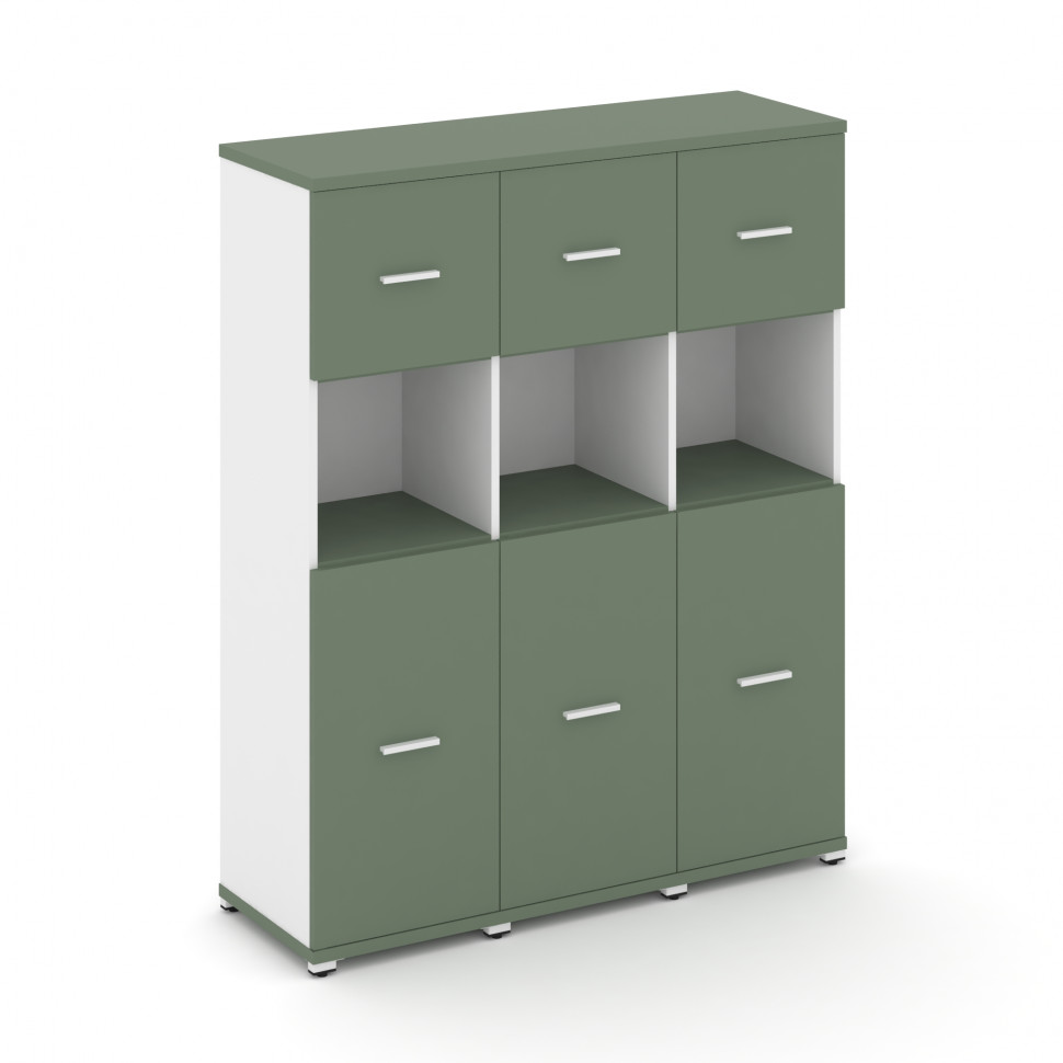 Concept Шкаф 3 узкие секции, 4 ниши CN.STU-435 W Кобо/Белый Бриллиант/Металл Белый 1252*420*1554