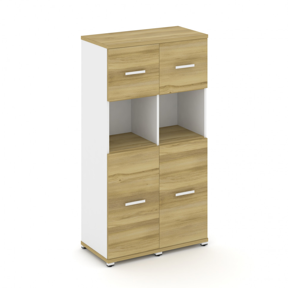 Concept Шкаф 2 узкие секции, 4 ниши CN.STU-425 W Дуб Винченцо/Белый Бриллиант/Металл Белый 836*420*1